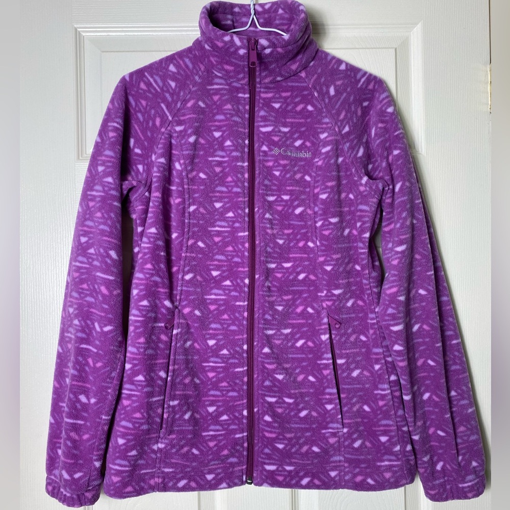 Columbia | Women’s Pink Geometric Pattern Fleece Jacket - Small